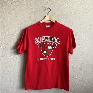 Red St. Lawrence Saints Lacrosse Camp Tshirt. Mens Medium